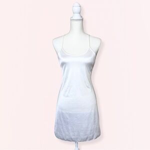 Vintage Cabernet Ivory Slip Dress – Size Medium, 1970s Shimmer Satin Lingerie